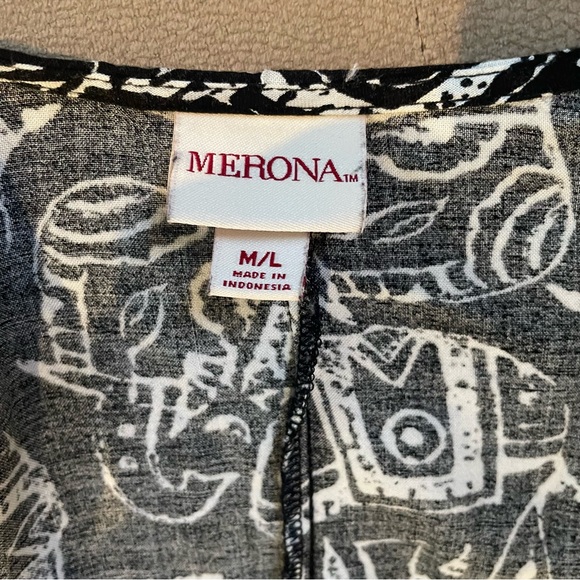 Merona Elephant Print Kimono with Fringe Hem size M/L - Picture 8 of 14